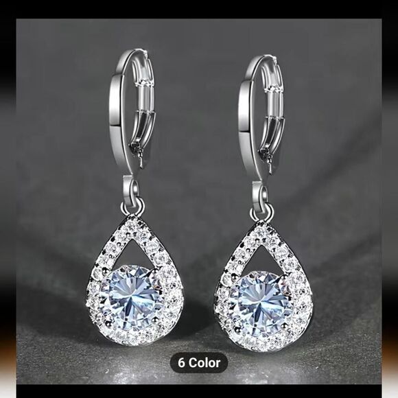 Round Sapphire Drop Earrings - Picture 2 of 5